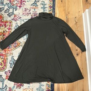 Loft plus 16/18 olive green turtleneck knit swing dress
